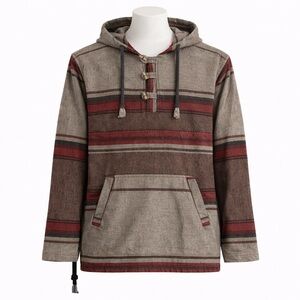 Size M Ark Imports Men’s Baja Hoodie Stripe Fair Trade Cotton Pullover Hooded